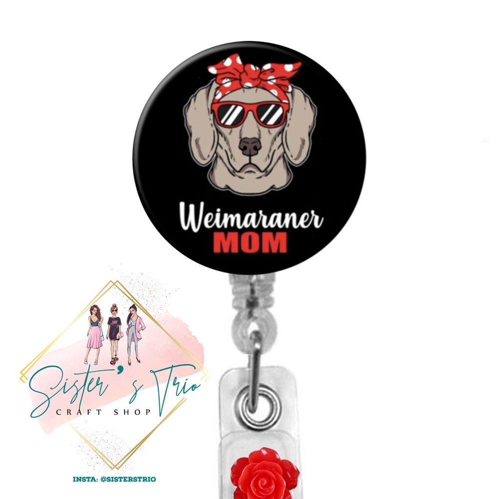 Weimaraner Dog Retractable Badge Holder Reel